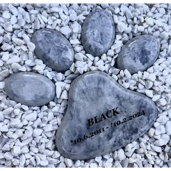 Smuteční dekorace Tlapka bílo-černá - náhrobek pro psa či kočku