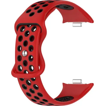 Příslušenství k chytrým hodinkám eses Silikonový dírkovaný řemínek pro Xiaomi Redmi Watch 4, 5, 6 a Smart Band 8 Pro a 9 Pro - Červeno černý