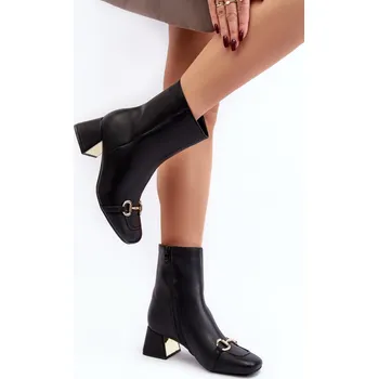 Dámská zimní obuv Dámské kotníkové boty na podpatku 1063 Černá se zlatou - Super mode černá se zlatou 36