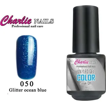 Charlie UV/LED Gel lak 5ml. č.50 modrý Glitter ocean