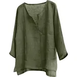 Dámská lněná košile s výstřihem do V Barva: Zelená, Velikost: S