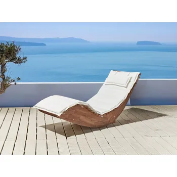 Polštář Polštář na lehátko bílý látkový 180 x 60 cm polstrovaný s polštářem pod hlavu Beliani