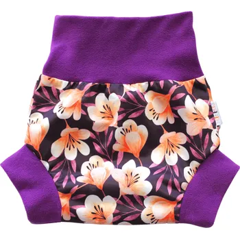 Plenkové kalhoty Breberky Natahovací svrchní kalhotky PUL - Kvítek VELIKOST: S (4-7kg)