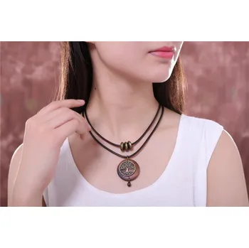 Náhrdelník B-TOP Dámský VINTAGE náhrdelník STROM ŽIVOTA - hnědý