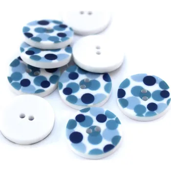 Knoflík Knoflík dvoudírkový - puntíčky - 24" - 15,24mm - různé barvy Knoflík dvoudírkový - puntíkatý: 10 Modrá - šedomodrá