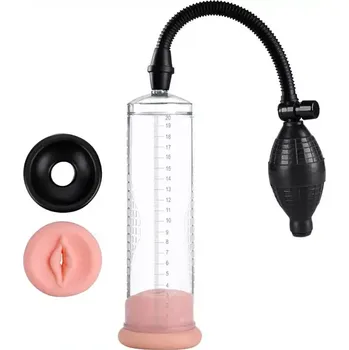 Vakuová pumpa Velká vakuová pumpa s balónkem a umělou vagínou - 21 cm