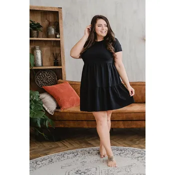 Dámské šaty Dámské tričkové šaty s volány BASIC black - TRSAVOBLS