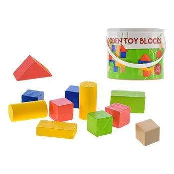 Dřevěná hračka Big Tree Dřevěné kostky v kbelíku 50 ks