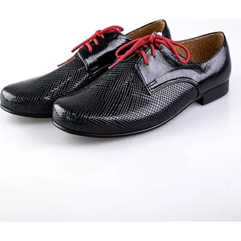 Chlapecká obuv Chlapecké dětské společenské kožené boty 99 A černé lesklé, Dětské boty 28