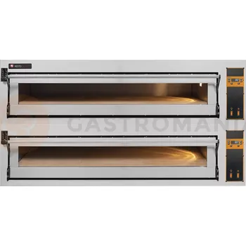 Pec na pizzu Pizza pec elektrická, elektrické ovládání, šamotová modulová pec, široký, 6+6x 40 cm, 4+4x 600x400 mm, 1540x985x750 mm | RESTO QUALITY, BAKE D66/L