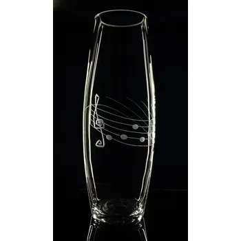 Váza křišťálová váza 26,5cm s rytinou not - ručně ryté (broušené) dárek pro hudebníka