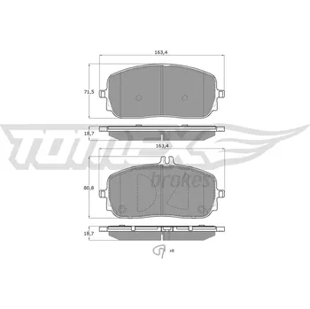 Brzdová destička Sada brzdových destiček, kotoučová brzda TOMEX Brakes 1971
