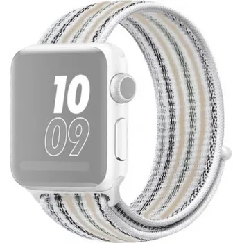 Řemínek na hodinky Nylonový řemínek s proužky pro Apple Watch 42mm / 41mm / 40mm / 38mm - bílobéžový