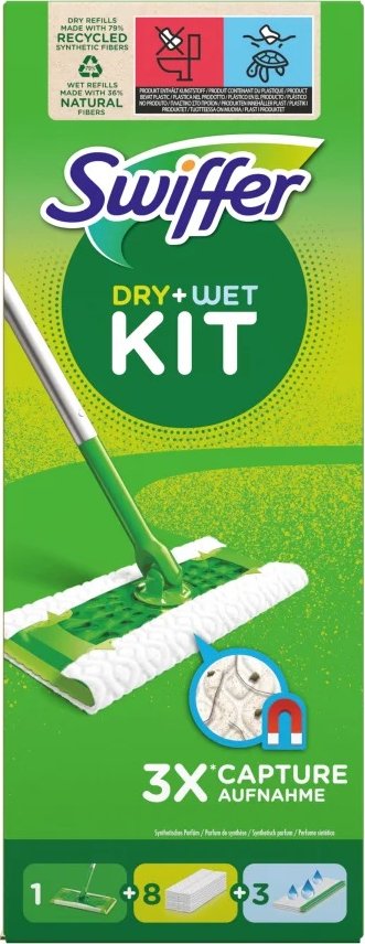 Swiffer Sweeper Startovací sada s 1 nástavcem, 8 utěrkami a 3 čistícími ubrousky - originál z Německa