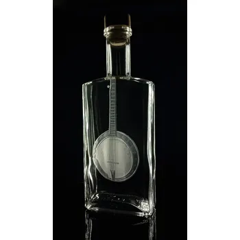 Sklenice lahev na kořalku 0,5l s rytinou Banjo - ručně ryté (broušené) dárková krabička, dárek pro hudebníka