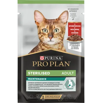 Krmivo pro kočku PRO PLAN CAT STERILISED MAINTENANCE hovězí ve šťávě 26x85g, kapsička