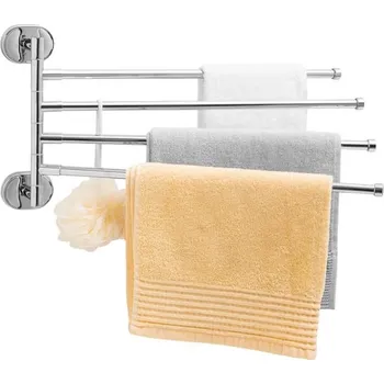 Nástěnný věšák na ručníky KICK - 4 ramenný - chromový