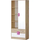 Regál UWARA IV, dub jasný/bílá/růžová + vyzvednutí ZDARMA