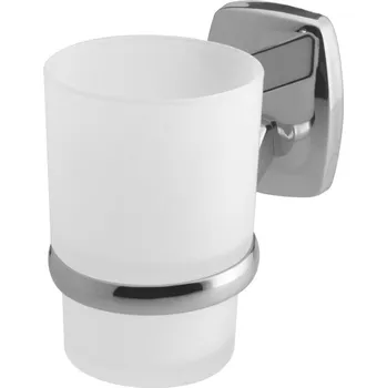 Držák na kartáček BISK Oregon kelímek na čištění zubů bílá-chrom 79707