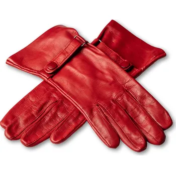 Rukavice BOHEMIA GLOVES Dámské rukavice s páskem bez podšívky Barva: Červená, Velikost: 6,5