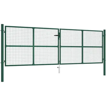 vidaXL Marketos Pletivá zahradní branka ocelová 400 x 125 cm zelená