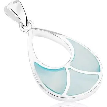 Přívěsek Stříbrný přívěsek 925, kapka s výřezem a dekorativní modrou perletí