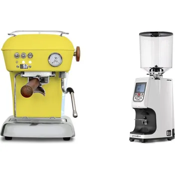 Kávovar Ascaso Dream PID, Sun Yellow + Eureka Atom Specialty 75, white