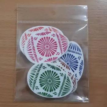 Velikonoční dekorace Plstěná velikonoční vajíčka s potiskem 5ks tmavě modrá