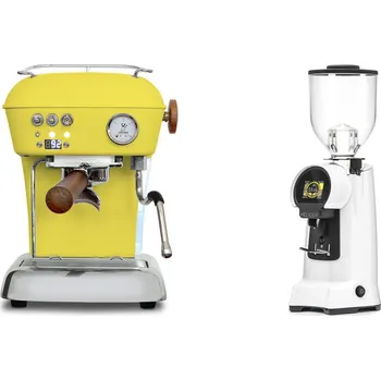 Kávovar Ascaso Dream PID, Sun Yellow + Eureka Helios 65, white