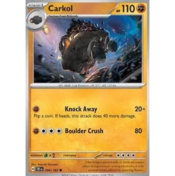 Volný čas Pokémon TEF 094/162 Carkol - Temporal Forces Stav: Near Mint, Verze: REVERSE HOLO