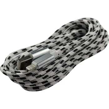 Datový kabel Pletený kabel USB na lightning 3m Barva: Béžovo-černý