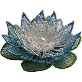 umělá květina Vyšívaná ozdoba květ leknín bílý