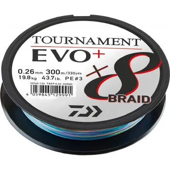 DAIWA - Tournament 8 Braid evo+ 8x braid 0,12mm/8,6kg/300m MULTICOLOR