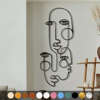 Obraz WoodenPuzzle.cz Dřevěný obraz - Kubistické obličeje Barva: Růžová, Velikost: XL