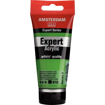 Vodová barva Akrylová barva Amsterdam Expert - 618 Permanent Green Light Objem: 75 ml