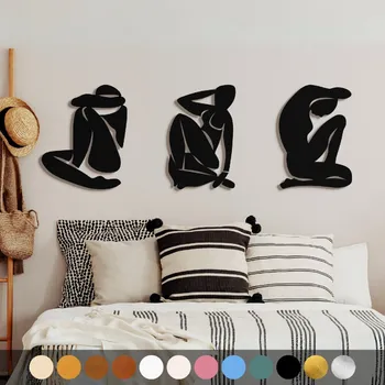 Obraz WoodenPuzzle.cz Dřevěný obraz - Dámské pózy Barva: Stříbrná, Velikost: L