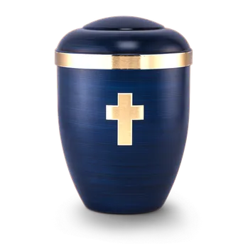 Smuteční dekorace Ekologická urna Tosca - Kříž/Modrá