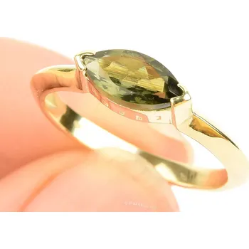 Prsten Prsten s vltavínem 10 x 5mm standard brus zlato Au 585/1000 14K (vel.58) 2,97g