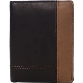 Peněženka Pánská kožená peněženka černo hnědá - Diviley Kroll černá