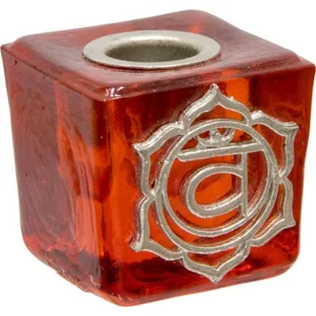 Svícen Green Tree Skleněný svícen pro magické a čakrové svíčky 2. sakrální čakra (oranžový), 3 x 3 cm