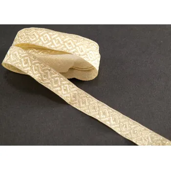 Stuha Zlatý prýmek se zlatou mřížkou - zlatá - šíře 1,5 cm