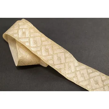 Stuha Zlatý prýmek se zlatou mřížkou - zlatá - šíře 3,3 cm