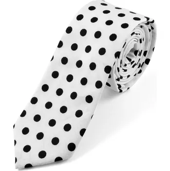 Bílá kravata s černými puntíky - Tailor Toki