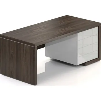 Jídelní stůl Stůl Lineart 180 x 85 cm + pravý kontejner, jilm tmavý / bílá