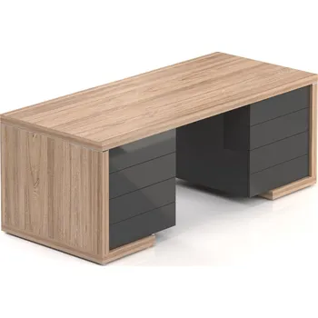 Jídelní stůl Stůl Lineart 200 x 85 cm + 2x kontejner, jilm světlý / antracit