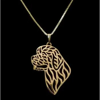 Náhrdelník NOVOFUNDLANSKÝ PES hlava č. 2 - náhrdelník s přívěskem - zlatý 1ks ŠP/JS