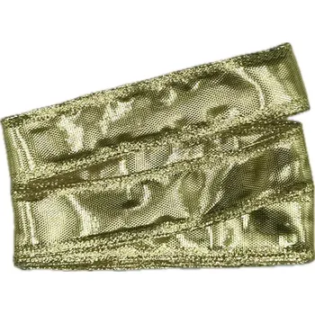 Stuha Stuha lurexová zlatá GOLD LUCK 25mm x 2m (7,50Kč/m) (Stuha zlatá, lurexová, oboustranná, s drátkem v lemu)