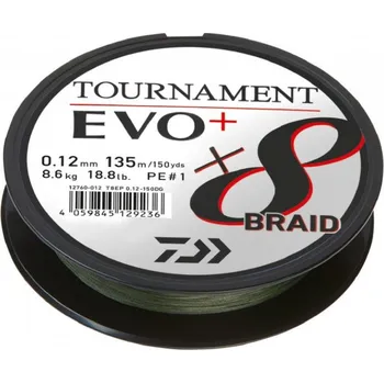 DAIWA - Tournament 8 Braid evo+ 8x braid 0,14mm/10,2kg/135m tmavě zelená