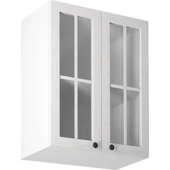 Kuchyňská skříňka PROVENCE k | horní skříňka G60S prosklená s policí | 60 cm | bílá/borovice andersen