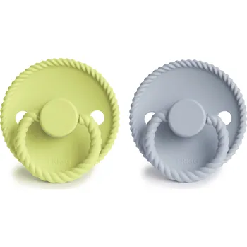 dudlíky Frigg Dudlík Frigg Rope 2-pack silikon vel.2 Green Tea/Powder Blue